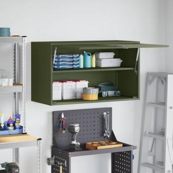 Wandschrank für die Garage mit Gasdrucklift-Tür Olivgrün