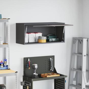 Wandschrank für die Garage mit Gasdrucklift-Tür Schwarz