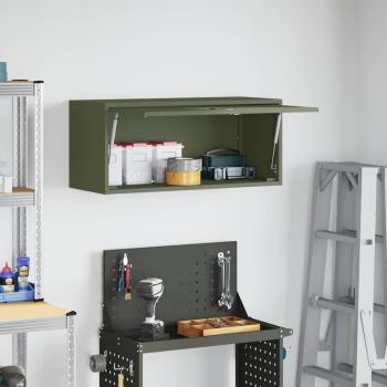 Wandschrank für die Garage mit Gasdrucklift-Tür Olivgrün