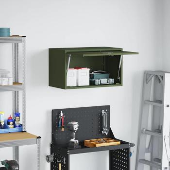 Wandschrank für die Garage mit Gasdrucklift-Tür Olivgrün