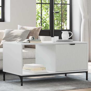 ARDEBO.de - Couchtisch Weiß 90 x 49 x 46 cm Holzwerkstoff