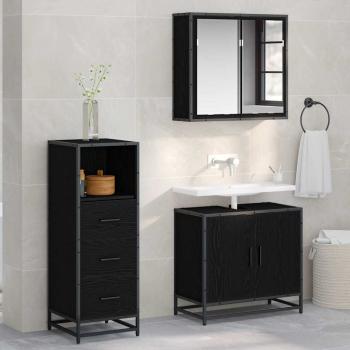 ARDEBO.de - Badezimmermöbel-Set Schwarz Eichen-Optik 35 x 37,5 x 100 cm
