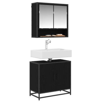 Waschbeckenschrank Schwarz Eichen-Optik 65 x 33 x 60 cm