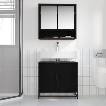 Waschbeckenschrank Schwarz Eichen-Optik 65 x 33 x 60 cm