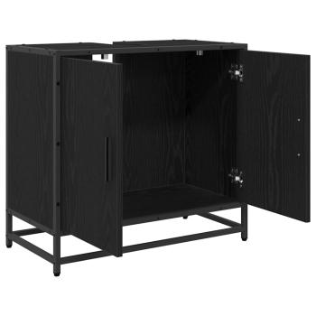 Waschbeckenschrank Schwarz Eichen-Optik 65 x 33 x 60 cm