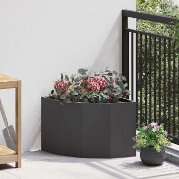 ARDEBO.de - Eckpflanzer Schwarz 45 x 45 x 35 cm Stahl