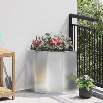 ARDEBO.de - Eckpflanzer Silber 45 x 45 x 50 cm Verzinkter Stahl