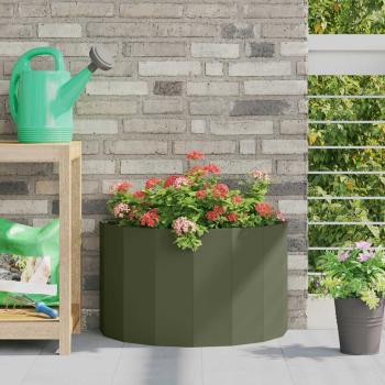 ARDEBO.de - Pflanzkübel Olive Grün 60 x 30 x 35 cm Stahl