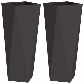 Pflanzkübel 2 Stk. Schwarz 30 x 30 x 75 cm Stahl