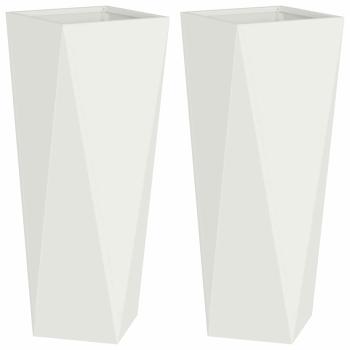 Pflanzkübel 2 Stk. Weiß 30 x 30 x 75 cm Stahl