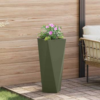 ARDEBO.de - Pflanzkübel Olive Grün 30 x 30 x 75 cm Stahl