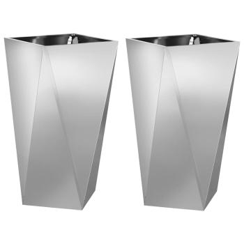 Pflanzkübel 2 Stk. Silber 40 x 40 x 75 cm Verzinkter Stahl