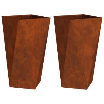 Pflanzkübel 2 Stk. Rostig 40 x 40 x 75 cm Wetterfeststahl