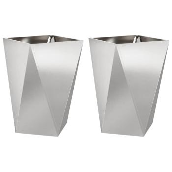Pflanzkübel 2 Stk. Silber 50 x 50 x 75 cm Edelstahl