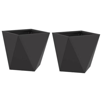 Pflanzkübel 2 Stk. Schwarz 30 x 30 x 30 cm Stahl