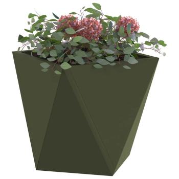 Pflanzkübel 2 Stk. Olive Grün 30 x 30 x 30 cm Stahl