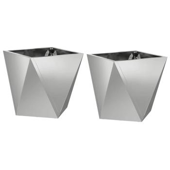 Pflanzkübel 2 Stk. Silber 30 x 30 x 30 cm Verzinkter Stahl