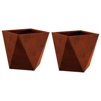 Pflanzkübel 2 Stk. Rostig 30 x 30 x 30 cm Wetterfeststahl