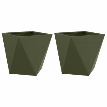Pflanzkübel 2 Stk. Olive Grün 40 x 40 x 40 cm Stahl