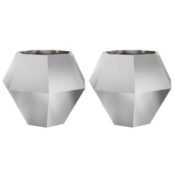 Pflanzkübel 2 stk. Silber 100 x 100 x 80 cm Edelstahl