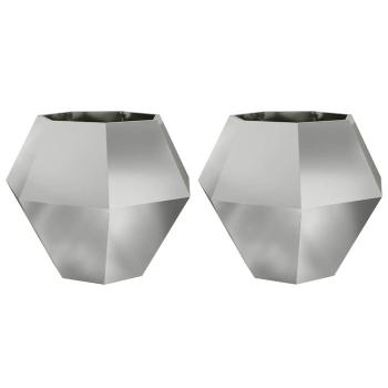 Pflanzkübel 2 stk. Silber 100 x 100 x 80 cm Verzinkter Stahl