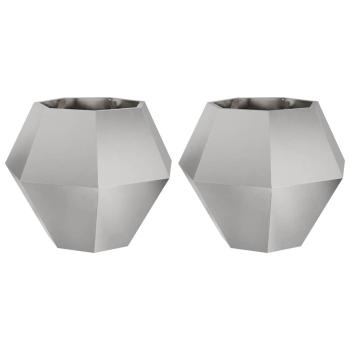 Pflanzkübel 2 Stk. Silber 75 x 75 x 60 cm Edelstahl