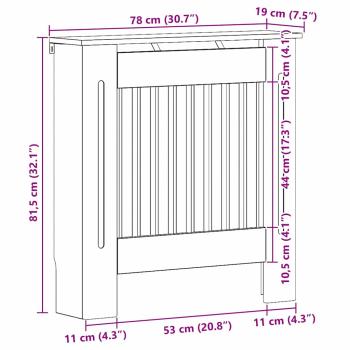Heizkörperabdeckung Räuchereiche 78 x 19 x 81,5 cm