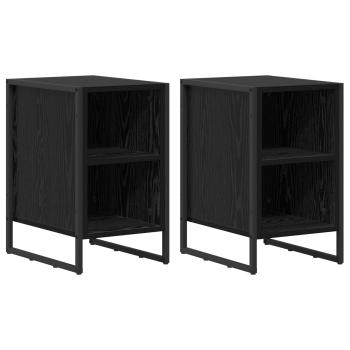 Nachttisch 2 stk. Schwarz Eichen-Optik 39,5 x 30 x 50 cm