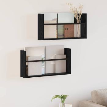 ARDEBO.de - Magazinregal 2 Stk. Schwarz Eichen-Optik 60 x 12 x 30 cm