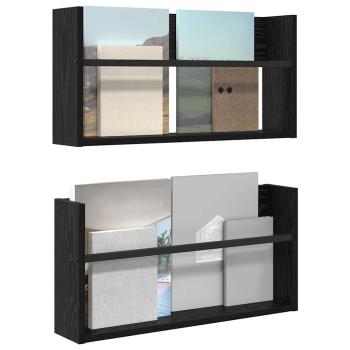 Magazinregal 2 Stk. Schwarz Eichen-Optik 60 x 12 x 30 cm