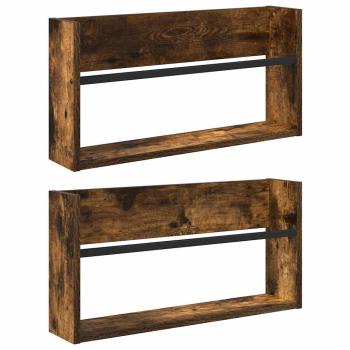Magazinregal 2 Stk. Räuchereiche 60 x 12 x 30 cm Holzwerkstoff