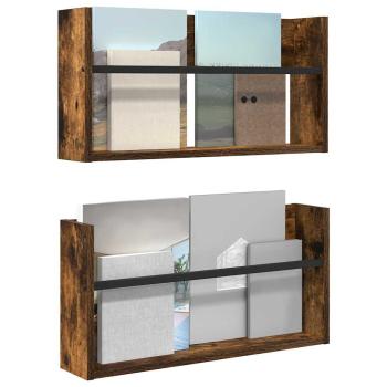 Magazinregal 2 Stk. Räuchereiche 60 x 12 x 30 cm Holzwerkstoff