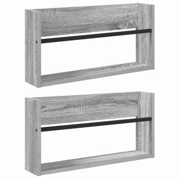 Magazinregal 2 Stk. Sonoma-Grau 60 x 12 x 30 cm Holzwerkstoff