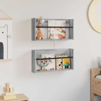 Magazinregal 2 Stk. Sonoma-Grau 60 x 12 x 30 cm Holzwerkstoff