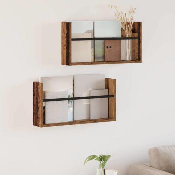 ARDEBO.de - Magazinregal 2 Stk. Altholz 60 x 12 x 30 cm Holzwerkstoff
