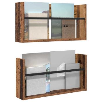 Magazinregal 2 Stk. Altholz 60 x 12 x 30 cm Holzwerkstoff