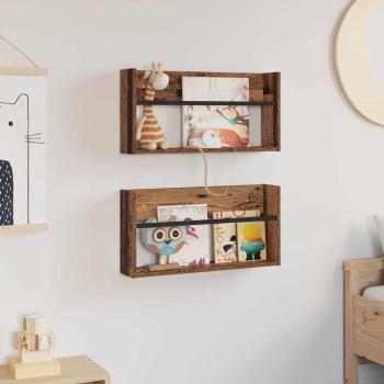 Magazinregal 2 Stk. Altholz 60 x 12 x 30 cm Holzwerkstoff