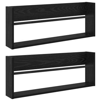 Magazinregal 2 Stk. Schwarz Eichen-Optik 80 x 12 x 30 cm