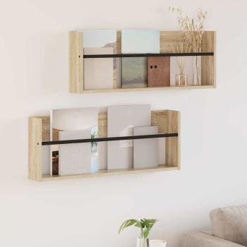 ARDEBO.de - Magazinregal 2 Stk. Sonoma-Eiche 80 x 12 x 30 cm Holzwerkstoff