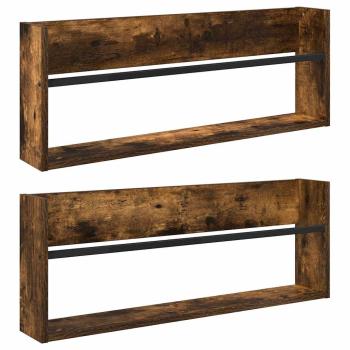 Magazinregal 2 Stk. Räuchereiche 80 x 12 x 30 cm Holzwerkstoff
