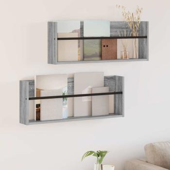 ARDEBO.de - Magazinregal 2 Stk. Sonoma-Grau 80 x 12 x 30 cm Holzwerkstoff