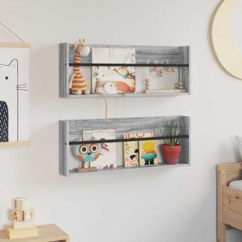 Magazinregal 2 Stk. Sonoma-Grau 80 x 12 x 30 cm Holzwerkstoff