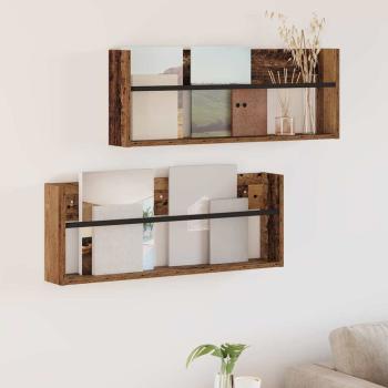 ARDEBO.de - Magazinregal 2 Stk. Altholz 80 x 12 x 30 cm Holzwerkstoff