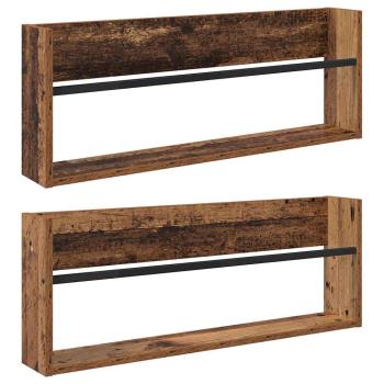 Magazinregal 2 Stk. Altholz 80 x 12 x 30 cm Holzwerkstoff