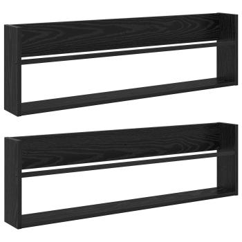 Magazinregal 2 Stk. Schwarz Eichen-Optik 100 x 12 x 30 cm