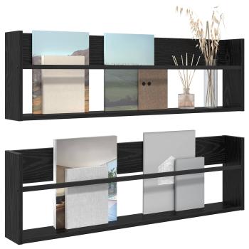 Magazinregal 2 Stk. Schwarz Eichen-Optik 100 x 12 x 30 cm