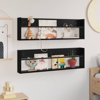 Magazinregal 2 Stk. Schwarz Eichen-Optik 100 x 12 x 30 cm