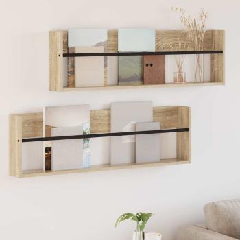 ARDEBO.de - Magazinregal 2 Stk. Sonoma-Eiche 100 x 12 x 30 cm Holzwerkstoff