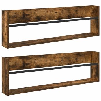 Magazinregal 2 Stk. Räuchereiche 100 x 12 x 30 cm Holzwerkstoff