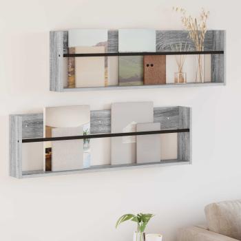 ARDEBO.de - Magazinregal 2 Stk. Sonoma-Grau 100 x 12 x 30 cm Holzwerkstoff